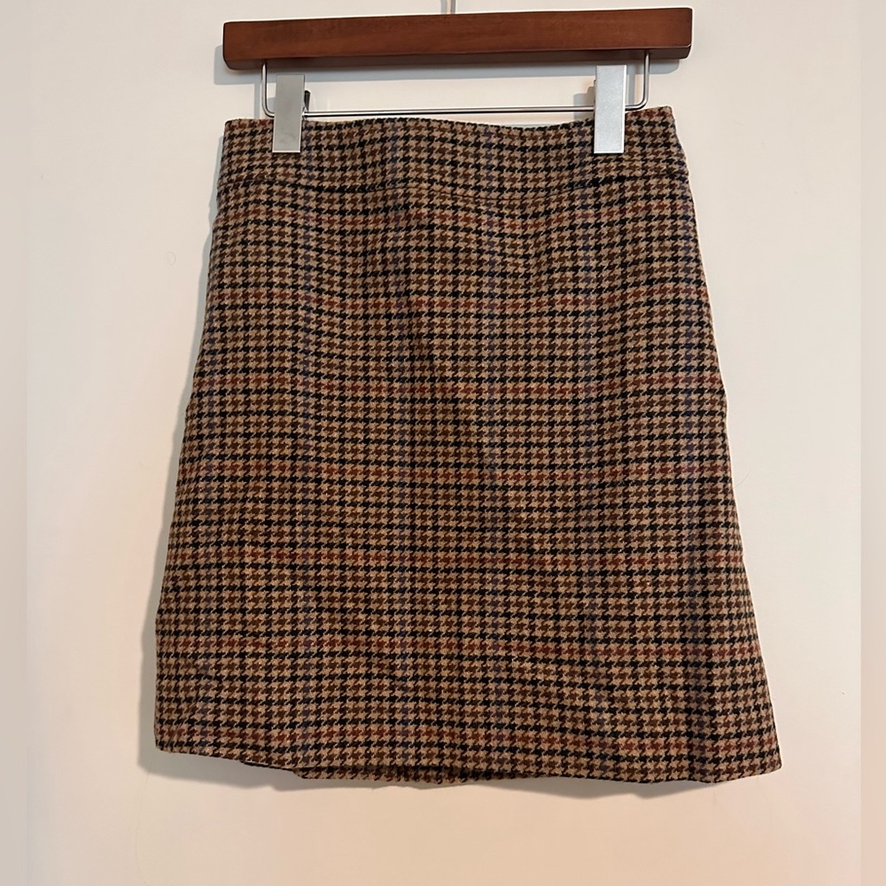 J Crew tweed plaid skirt size 0